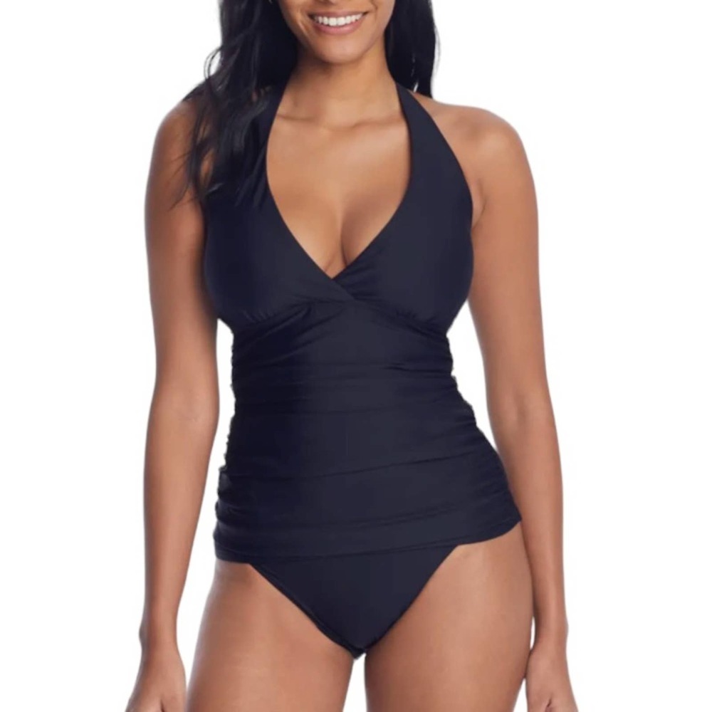 Birdsong Underwire 38DDD Black Halter Neck Tankini